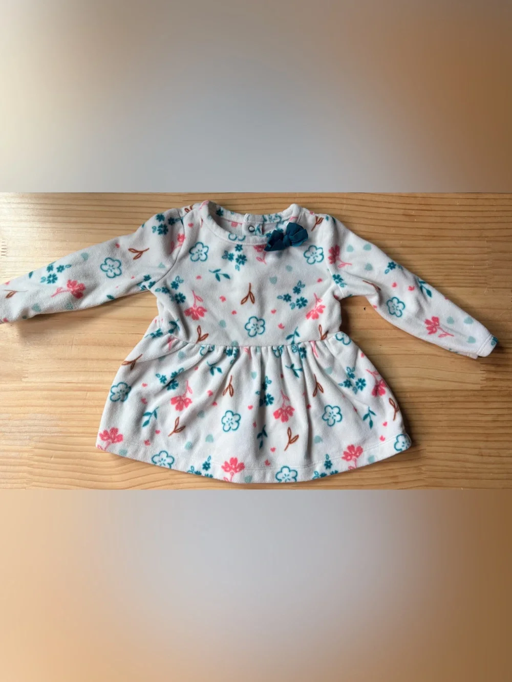 Carter's White Floral Long-SleeveSweater with Pink & Teal Flowers
